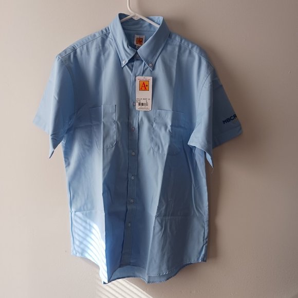 Railroad MBCR Mass Bay Commuter Rail Short Sleeve Shirt Mens Blue Poplin NWT L - Picture 1 of 6